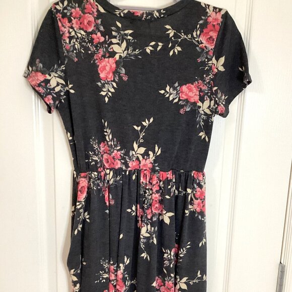 12 pm by Mon Ami Women's Maxi Long Gray Floral Dress Stretchy Cottage Core - Picture 8 of 10